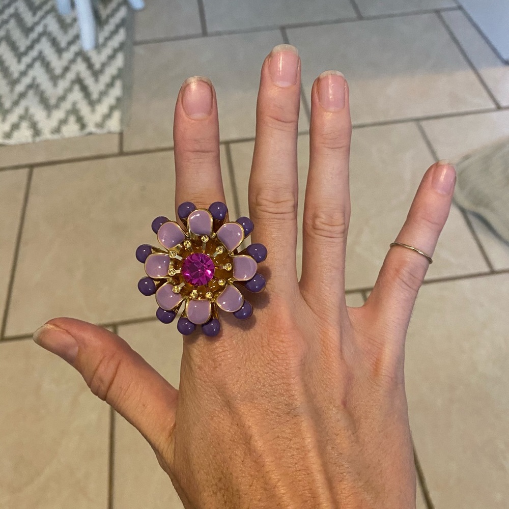 Betsey Johnson purple flower ring